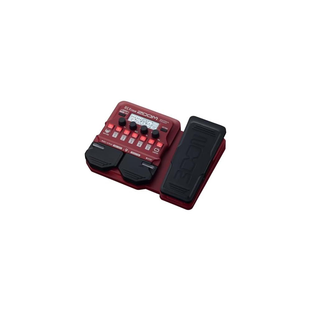 ZOOM B1X FOUR Bass Multi-Effects Pedal with Pedal, Red, 71 Effects, 9 Amp Cabinet Models, Up to 5 Simultaneous Use, Lightweight and Compact, Ideal for
