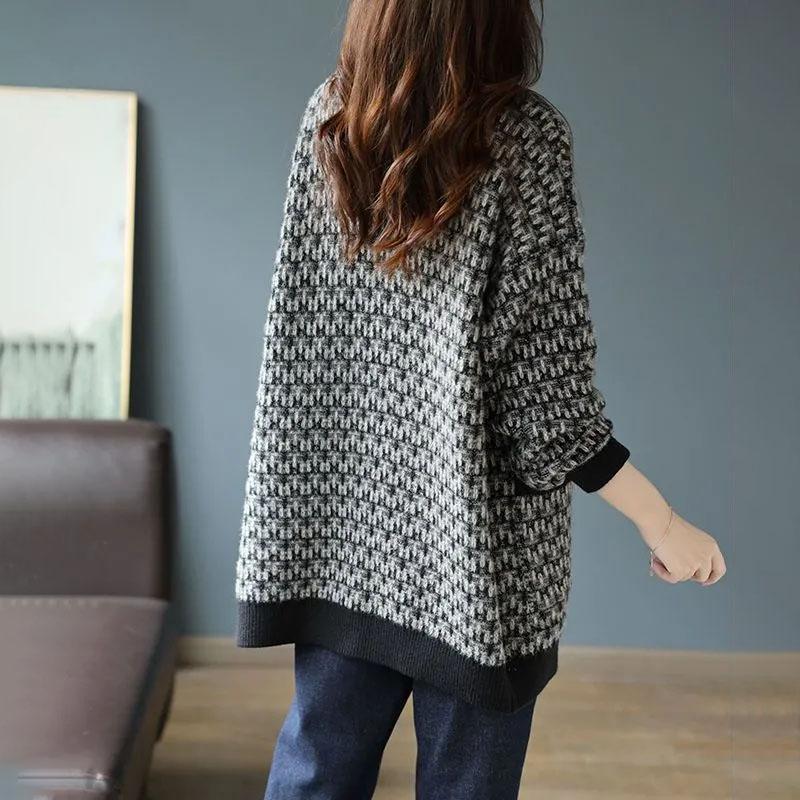 Sweater Coat for Women Knit Loose Stretchy Sweater V Neck Loose Thickened Tops Casual Oversize Cardigan Jacket
