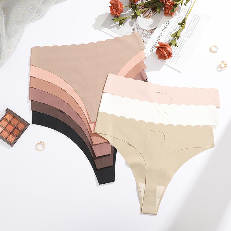 FINETOO 4 ks Ultra měkké bezešvé spodní prádlo pro ženy Ledové hedvábí Tanga Sexy Strečová Jednobarevná G-string Dámské Neviditelné Prodyšné Kalhotky