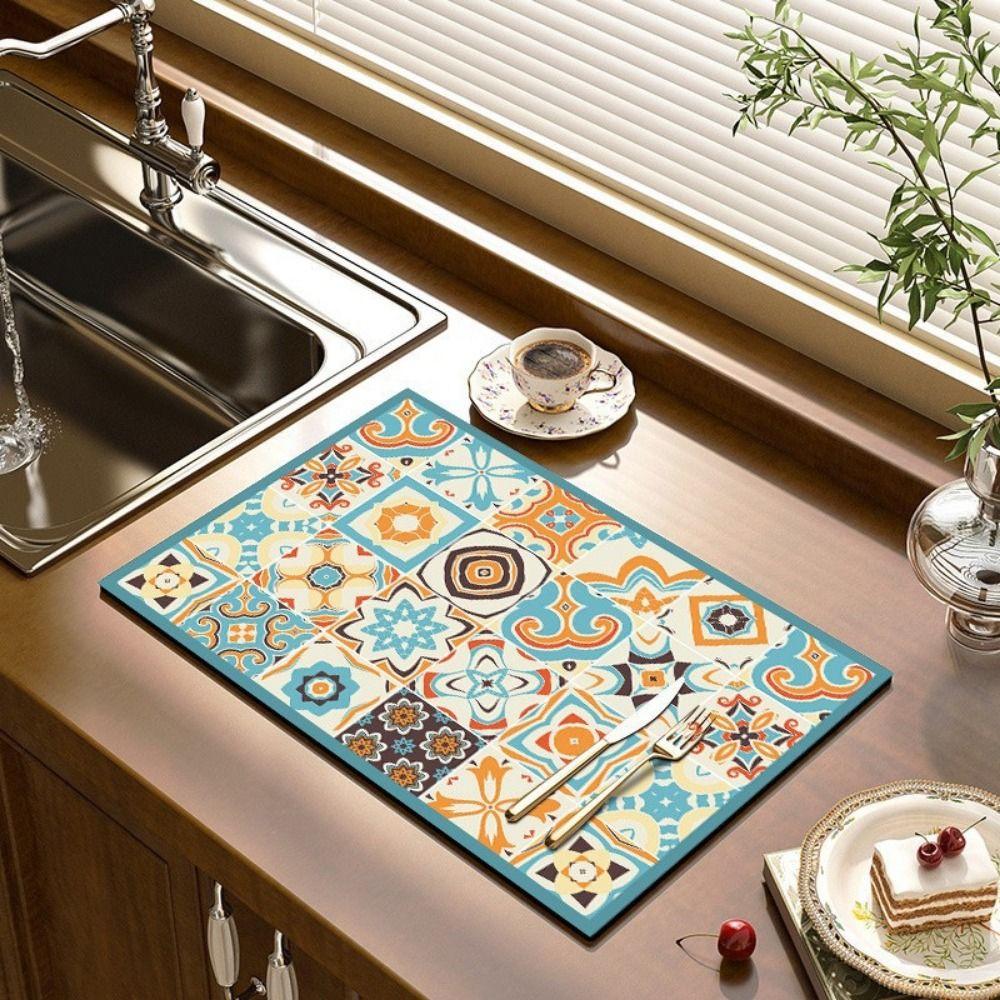 American Style Kitchen Drain Pad Absorbent Tableware Mat Table Home Decor Dish Drying Rugs Holiday
