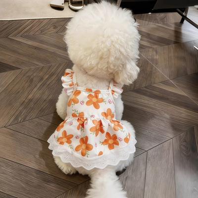 Dog Clothes for Summer: Breathable and Cool Pet Dress with Flutter Sleeves for Teddy, Bichon, Pomeranian, Small Dogs, and Cats - Princess Dress