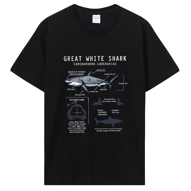 Great White Shark Carcharodon Carcharias Anatomy Diagram T-shirt