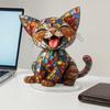With Base Home Ornament Acrylic Desktop Ornament Hot Cat Statue  Home Table Seasonal Decor