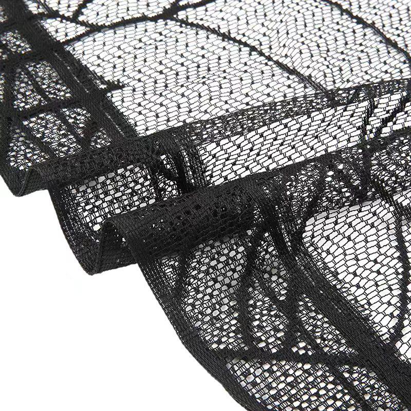 1 Stück Halloween Spitzengardine Schwarz Fledermaus Spinne Tischdecke Kamin Kaminsims Schal Abdeckung Halloween Zuhause Zimmer Spinnweben Horror Dekoration