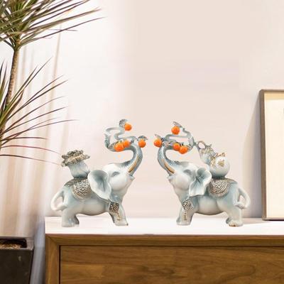 1 Pair Elephant Statues Ornament Fengshui Decoration Traditional Decorative Handicraft for Office
