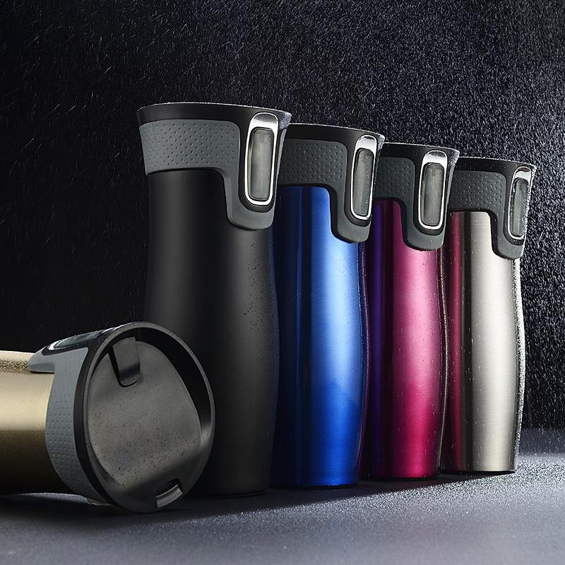 Thermos da 450 ml per Caffè Tazza Acqua Sottovuoto Uso Ufficio Auto Apertura a Un Click Erogazione Acqua Tazza Termica