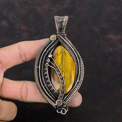 Tigerauge Anhänger Kupferdraht umwickelt Anhänger Unikat Kupfer Design Schmuck handgemachter Anhänger echter Edelstein Schmuck Jahrestag Geschenk für Mama