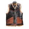 C fur integrated vest, male and female couples V-neck horse leather pocket leather strip sheepskin merino vest