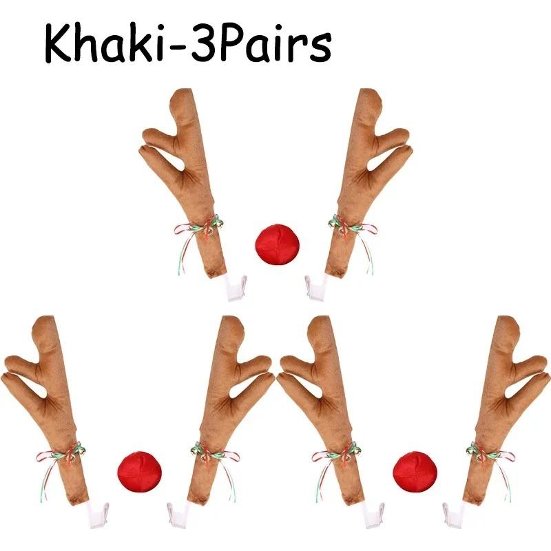 Car Motorcycle Merry Christmas Decor Helmet Protective Full Face Cover Rearview Mirror Trim Santa Claus Reindeer Antlers Bell