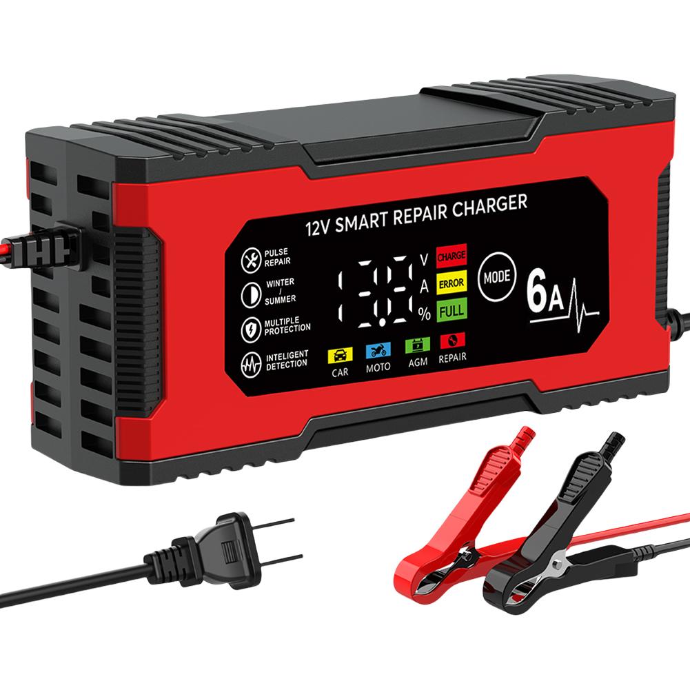 12V 6A Smart Repair Battery Charger LCD Display Car Battery Charging Device Car Battery Maintainer Automotive Tools