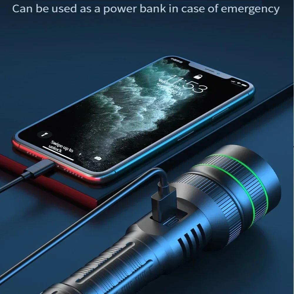 100000LM High Power Rechargeable LED Flashlight Work 48H Illumination 5000M Ultra Powerful Led Torch with Magnetb Charging