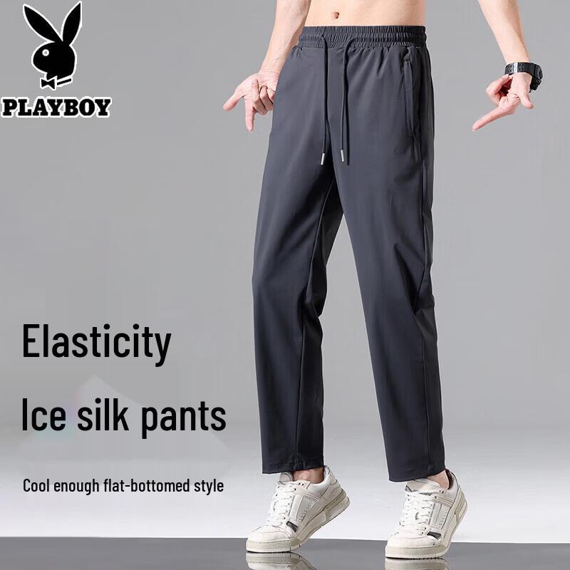Playboy Men s Summer Ice Silk Casual Sports Pants 3XL