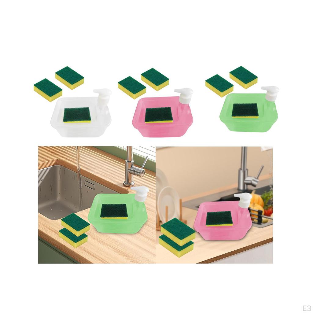 Dispensador de Jabón Multiusos con Soporte para Estropajo, Lavavajillas para Bar