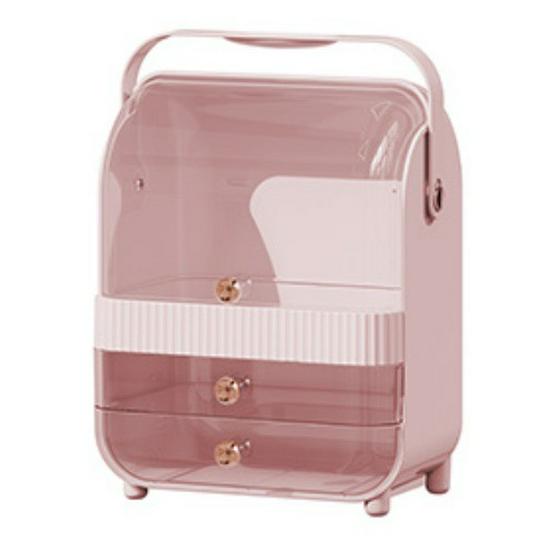 High-End Dustproof Cosmetics Storage Drawer with Large Capacity for Skincare Products and Masks 26x18x33 cm розовый