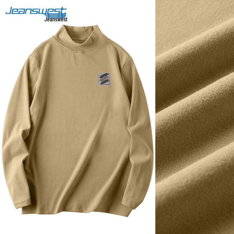 Jeanswest Men's Fleece-Lined Semi-High Collar Long Sleeve T-Shirt