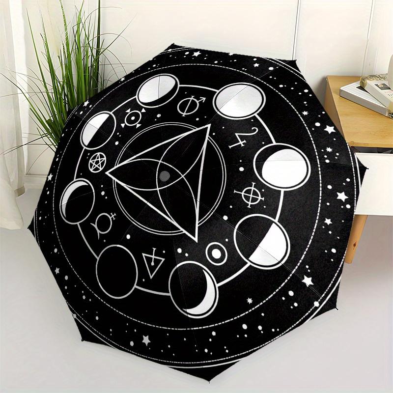 

Esoteric Symbolism: Mystical Alchemy Triangle Design Umbrella Cute Umbrella with Cute Design, Portable 3 Fold Compact Umbrella for Men & Women,