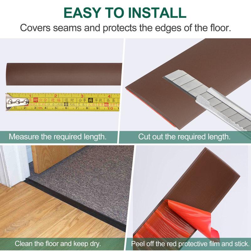 3 Meters Self-adhesive Carpet Floor Edging Trim Strip Flooring Transition Strips Floor Cover Strips Door Trim Sealing Strips