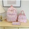 3-Piece Bow Print Backpack Set for Women Matching Crossbody Bag&handbag&Pencil Case Multi-Pocket Lightweight School Bundle