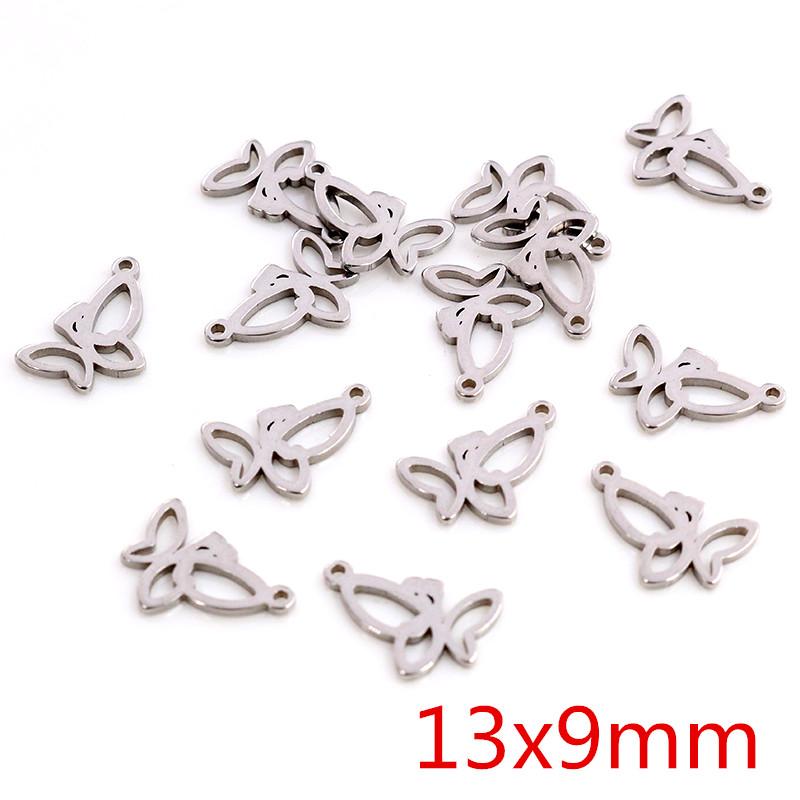 30pcs/lot No Fade Charms 316 Stainless Steel Butterfly tree heart Charms handmade Craft pendant Jewelry Making,DIY for necklace