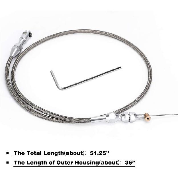 36" Stainless Braided LS Throttle Cable Kit Adjustable Accelerator Cable Compatible With 97-07 Chevrolet/Chevy LS1 Engine 4.8L 5.3L 5.7L 6.0L