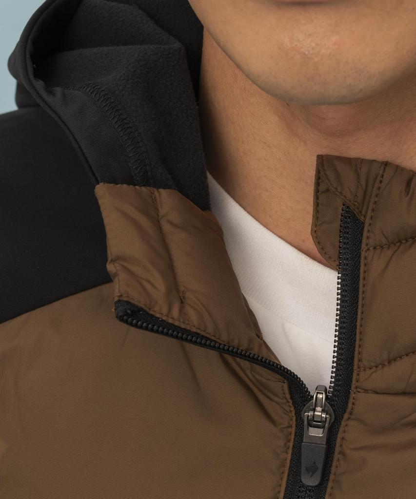 Le Coq Sportif Hybrid Insulated Long Black Brown XO Jacket, Water-Repellent, Windproof, Warm, Light-Absorbing Heat-Generating Technology, HEATNAVI,