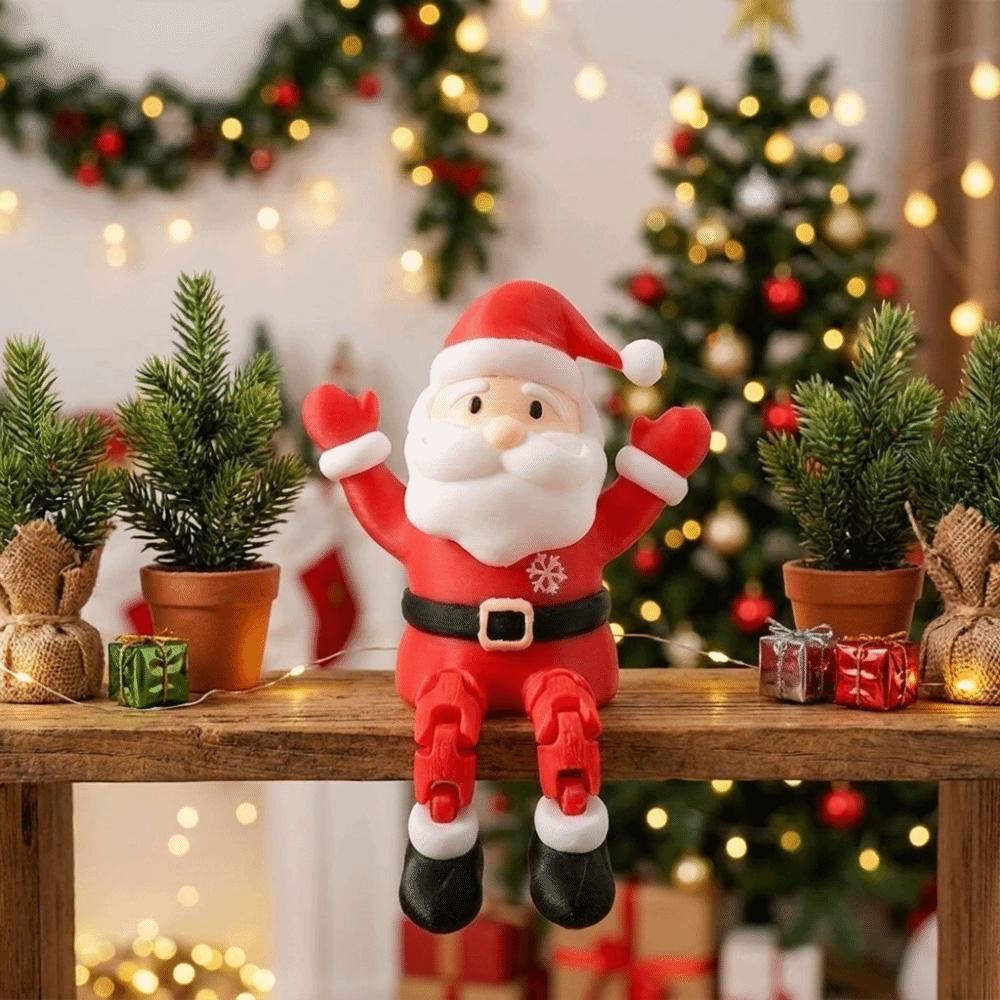 Articulated Movable Santa Claus Sitting Statue 3D Printed Mini Santa Claus Ornament  Home Decor