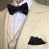 Black Paisley [Bow Tie & Pocket Square] 2-Piece Set for Men - One-Touch Closure - Casual & Formal - Black