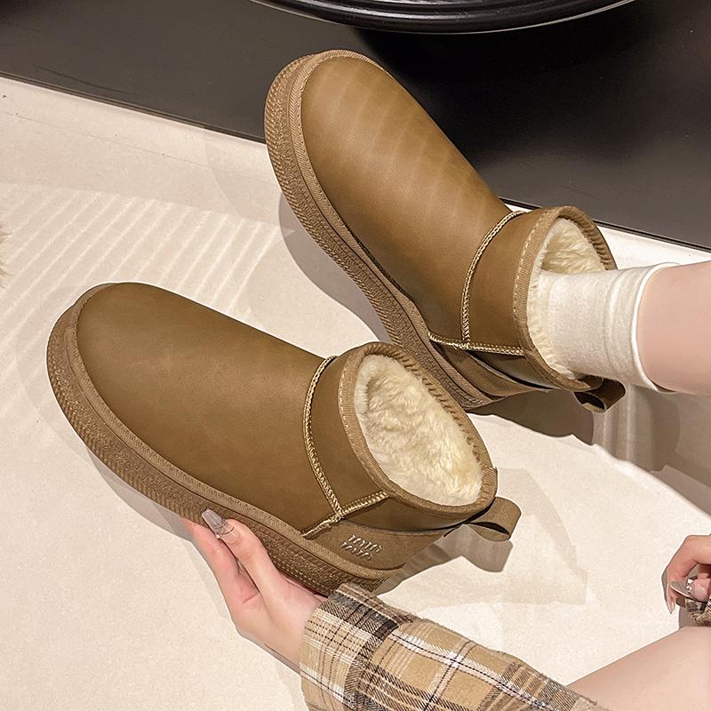 2024 New Women's Snow Boots Comfortable Warm Plush Ankle Boots Women Thickened Fluff Winter Ladies Shoes Flat Platform Shoes Boots Woman