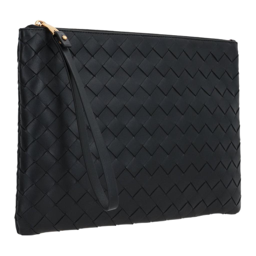 Bottega Veneta Woven Fringe Lambskin Clutch Women Clutch Black 749922VCPP38425