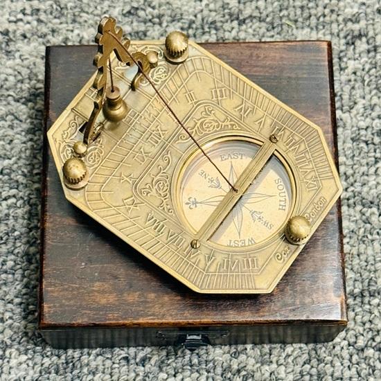 Nautical Sundial Engraved Gilbert Sons London Sundial Compass 2" Brass Uk seller
