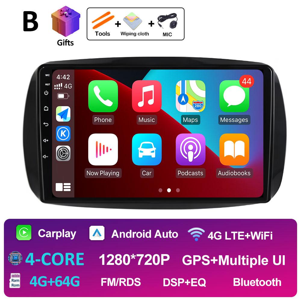 GPS Navigation For Mercedes Smart 453 Fortwo 2014 2015 2016 2017 - 2020 Android Auto DSP Stereo QLED IPS Screen 4G Accessories