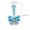 Blue  Zircon Belly Button Rings Dangle Heart Butterfly Navel Piercing Stainless Steel Belly Bar Body Piercing Jewelry