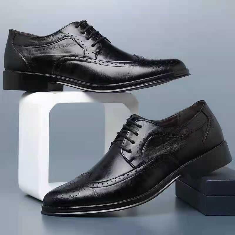 Håndlagde Herre Wingtip Oxford Sko Ekte Kalveskinn Brogue Dressko Klassiske Formelle Businessko Mann
