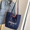 Cloth Double Sided Plaid Bag Korean Style Bohemian Messenger Bag Simple Denim Shoulder Bag  Outdoor