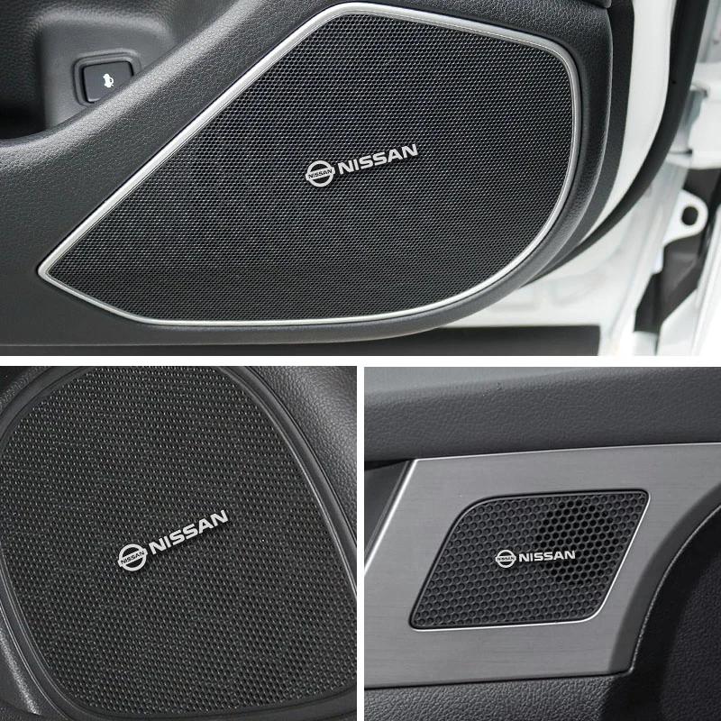 4pcs/10pcs 3D Aluminum Speaker Stereo Speaker Badge Emblem Sticker For Nissan Sylphy N7 Teana Qashqai Note J10 J11 Navara Patrol