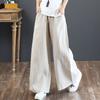 Pantaloni de Toamnă Subțiri Mărimi Mari Largi Slim cu Șnur Picior Lat Talie Elastică Bumbac In Versatili Pantaloni Lungi pentru Femei la Modă