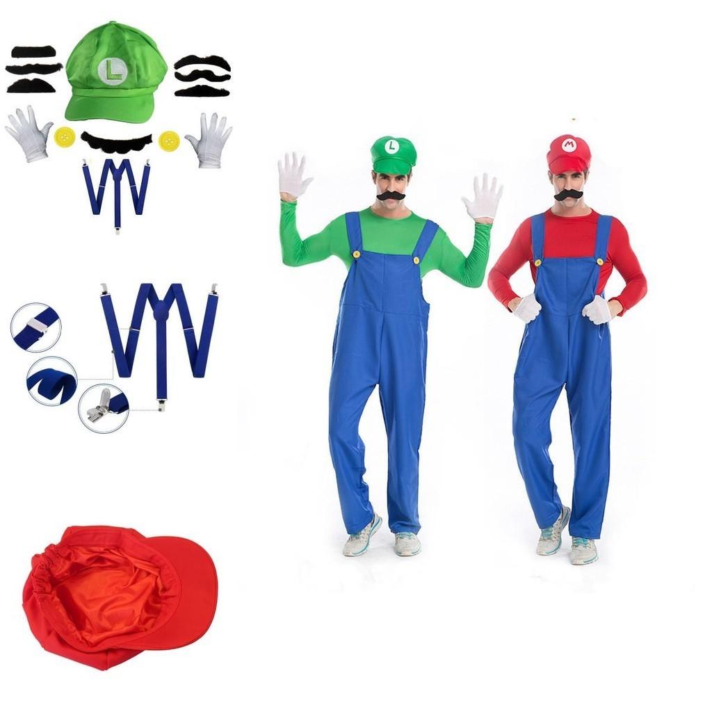 Sombrero de Sol Octogonal Oficial de Personaje Mario para Adulto, Gorra de Béisbol y Set de Accesorios