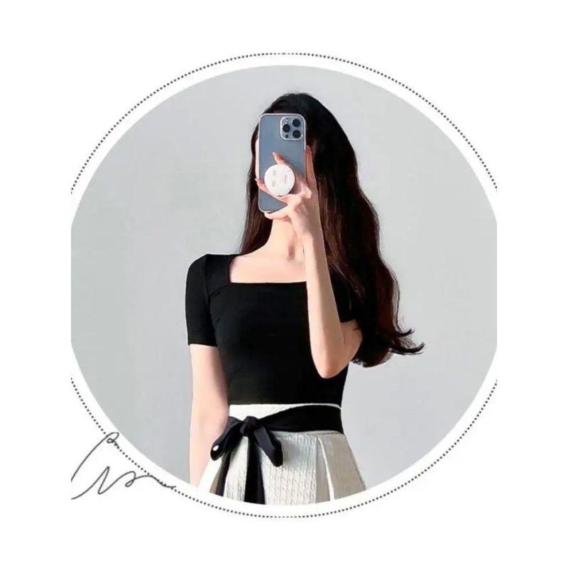 Short-Sleeve Skirt Strappy Dress Elegant Women's Short-Sleeved Skirt Tied Dress