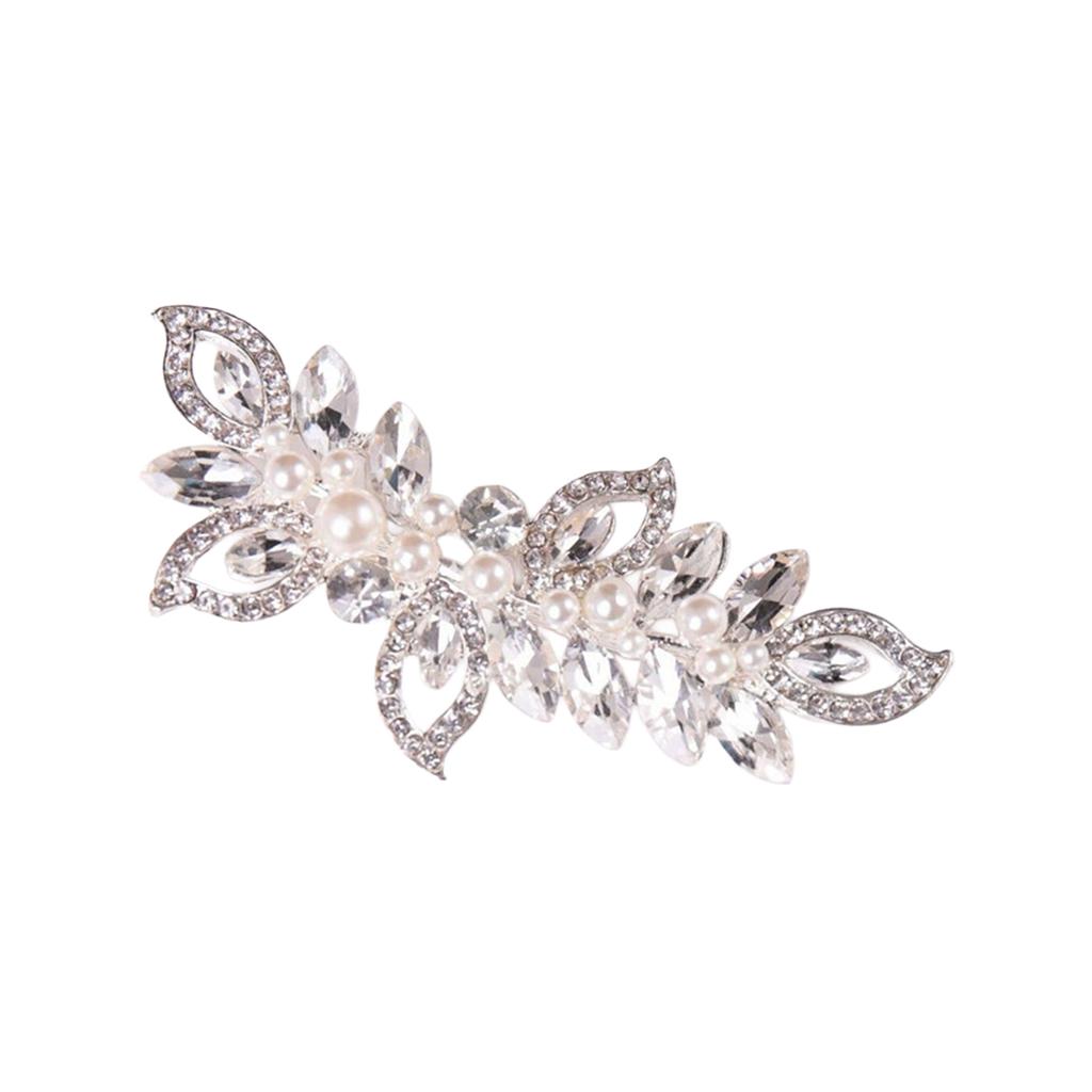 Bridal Rhinestone Pearl Hair Clip Alloy Comb Shaped Accessory With Crystal And Pearl Decoration For Wedding Dress
