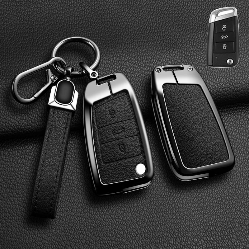 Zinc Alloy Leather Car Key Case For Volkswagen Tiguan Golf 7 Mk7 Mk2 For Seat Ateca Leon Fr 2 Ibizas Koda Octavia Kodiaq
