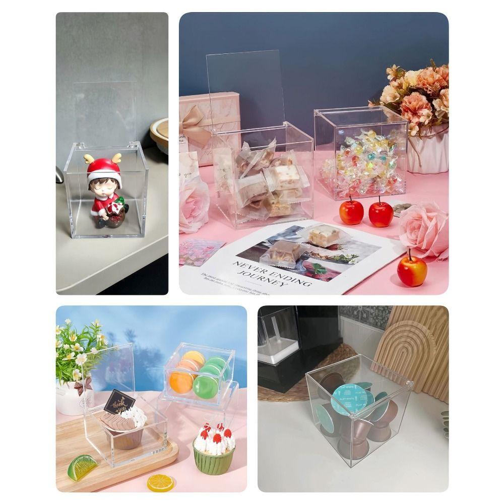 Organizer Square Cube Acrylic Box With Lids Transparent Case Clear Cube Box Stackable Design Storage Box Jewelry Storage