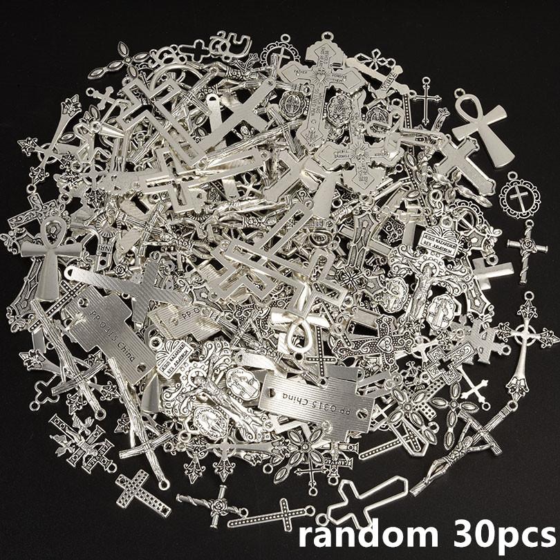 New Different Metal Cross Pendants For Jewelry Making Supplies Random Mix Charm Diy Earrings Bracelets Necklace Pendant Material