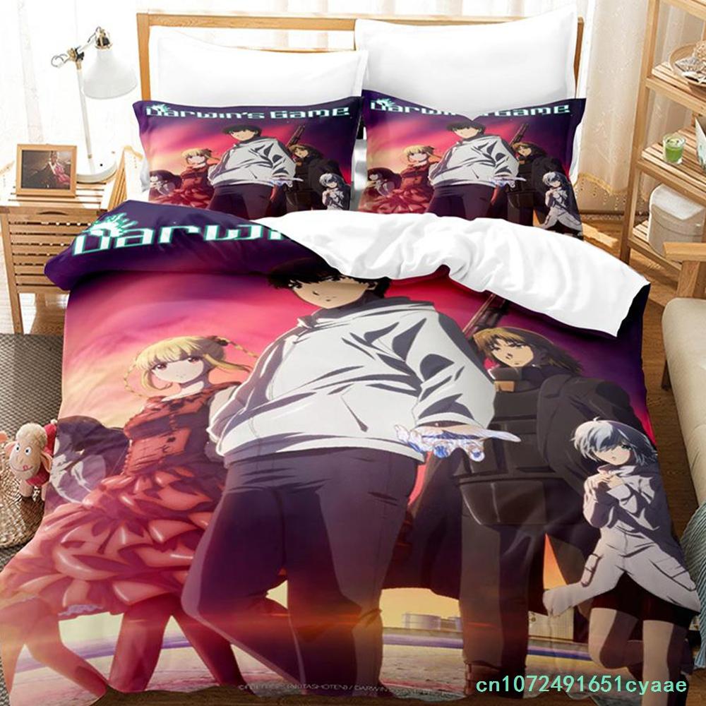Darwin's Game Bedding Set Single Twin Full Queen King Size Bed Set Adult Kid Bedroom Duvetcover Sets Anime Kawaii