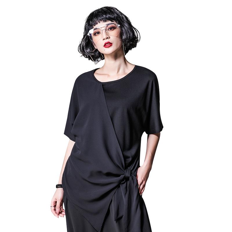 Short sleeve oversized Black modal vintage Casual loose summer t shirt tops Women t-shirt