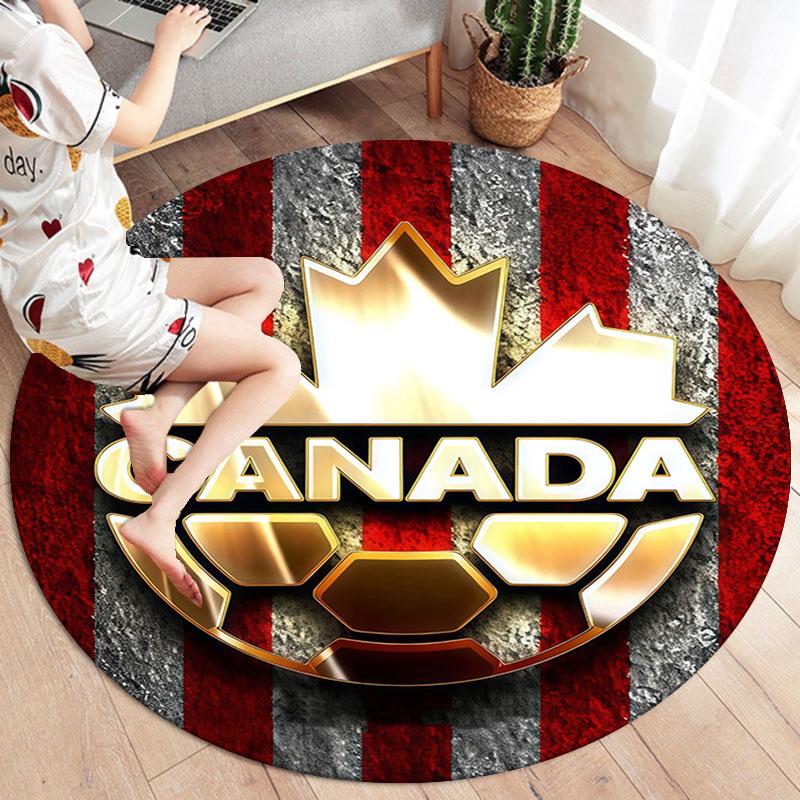 Canada Men's National Soccer Team Round Area Rug,Carpet Rug for Living Room Bedroom Sofa Playroom Decor,Non-slip Floor Mat