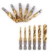 6pcs Metric Thread M3-M10 Titanium Coated HSS Drill and Tap Bits 1/4" Hex Shank
