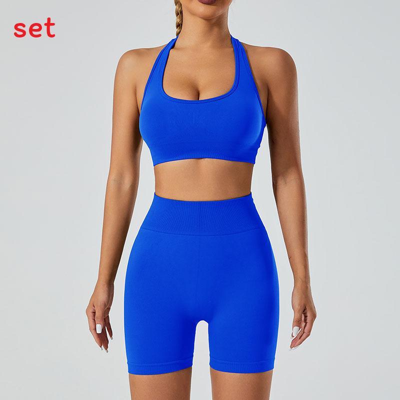 Yoga Outfit Women Seamless High Elastic Shorts Sports Bra Set With Moisture Wicking For Fitness And Running