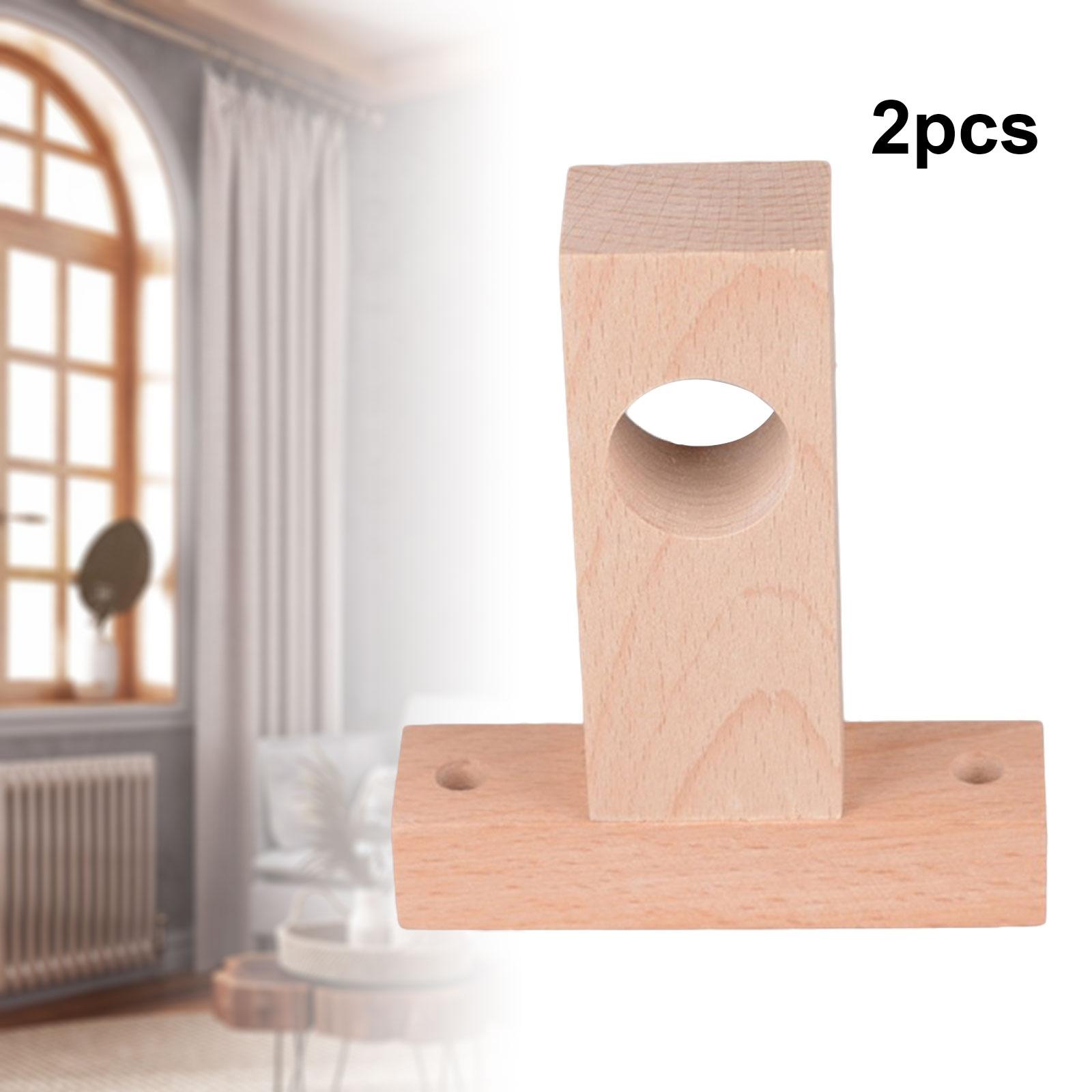 2Pcs Wooden Curtain Rod Support Bracket Curtain Hangers Hardware Practical Closet Rod End Roman Pole Bracket for Hotel Home shop