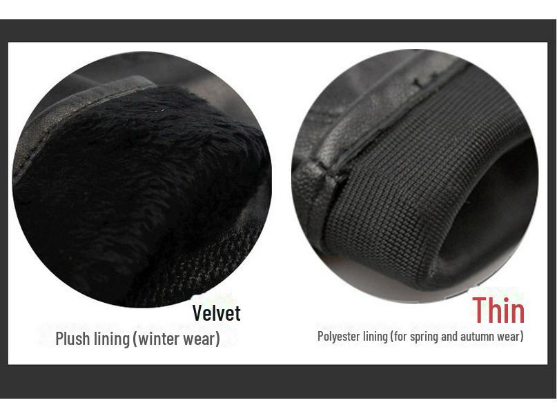 Unisex Sheepskin Leather Motorcycle Gloves with Velvet Lining for Winter Warmth