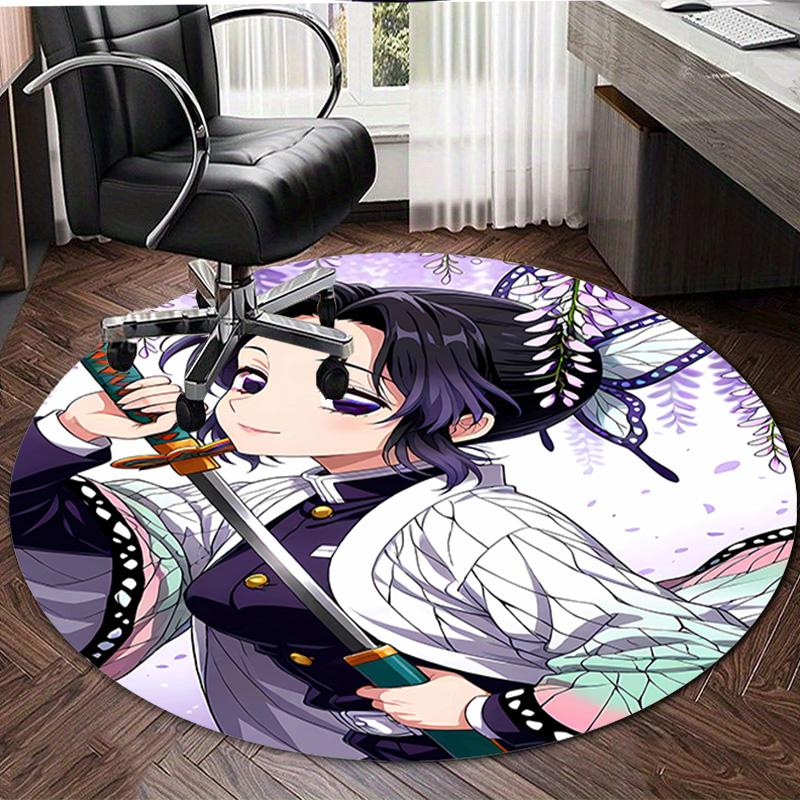 1pc Demon Slayer2 Design Printed Area Round Carpet for Bedroom Living Room Home Decor Rugs Mat Non Slip Mat Rug for Bedside
